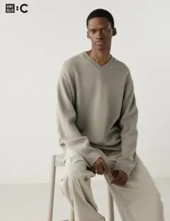 値下げ❗️新品未使用　ユニクロC リラックスVネックセーター　L ベージュ