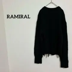 RAMIRAL ブラック ニットセーター 長袖 黒 トップス おしゃれ 冬服