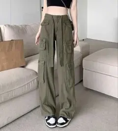 shein カーゴパンツ オリーブ y2k