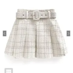 GRL インパン裏地付きベルトツイードプリーツミニスカート 〔ks023〕