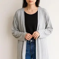23区　カーディガン　薄手　レディース　グレー　長袖　無地　ボレロ　日本製　38