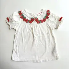 mezzo piano メゾピアノ いちご刺繍付きホワイトシャツ 90 女の子