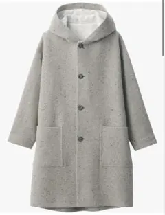 603258 無印良品 コート婦人 ウール混綾織りフード付きコート