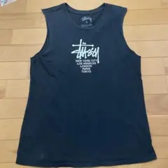 【激レア】STUSSY ステューシー　タンクトップ　ノースリーブ　完売モデル 激レア】STUSSY ステューシー ノースリーブ タンクトップ 黒