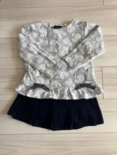 【セット売り】BeBe 花柄長袖カットソーCORVAコーデュロイスカート 100