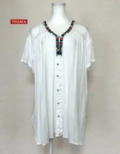 TITICACA 前開き　レーヨン　半袖　ブラウス　Fのサムネイル