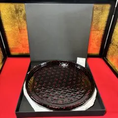 未使用 籃胎漆器 丸盆 天然木 漆器 お盆