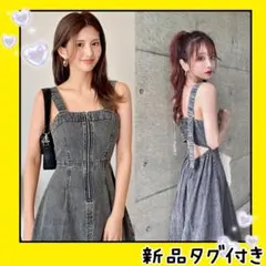 【12月セール】 バックオープンフレアデニムキャミワンピース【タグ付き】