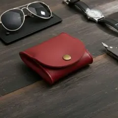 本革コインケース 赤　小銭入れ ポーチ 小物入れ ミニ財布