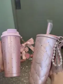 中国スターバックス　ステンレスタンブラー　ラインストーン バレンタイン 2種