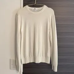 ユニクロ　メリノクルーネックセーター　オフホワイト　L