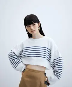 ADAM ET ROPE’クロップドコットンニットプルオーバー