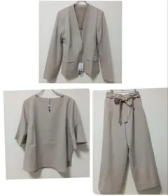 未使用タグ付 L パンツスーツ 3点セット セレモニー 通勤 きれいめ