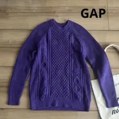 【GAP ギャップ】ケーブル編みセーター　ニット　パープル　ラグランスリーブ