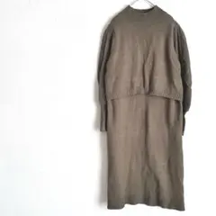 マタニティ ニットワンピース (M) 産前産後 授乳服 カーキ 無地 秋冬