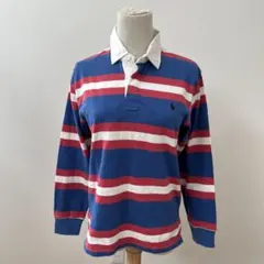 y2k archive ポロ　ラルフローレン　長袖ラガーシャツ　赤　青　白　M