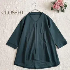 クロッシー　 Vネック長袖カットソー　ブラウス　 7分袖　上品　きれいめ　LL
