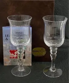 極美品　BOHEMIA ボヘミアガラス　ワイングラス　ペア　24め306