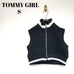 ショート丈 ベスト ジップ ハイネック ネイビー TOMMY GIRL S リブのサムネイル