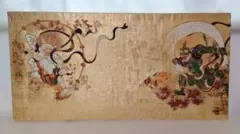 【美品】風神雷神 ファブリックパネル 俵屋宗達　西陣織 金襴（ハンドメイド枠）