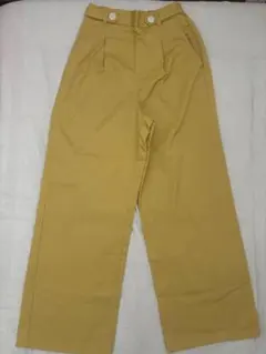 GU チノウエストボタンワイドパンツQ イエロー M