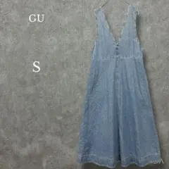 ♡ジーユー GU【S】デニムジャンパードレス ワンピース フレア ブルー