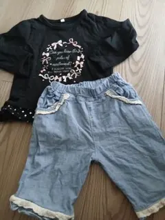 長袖Tシャツ デニムパンツ 子供服 女の子 2点セット　キッズ