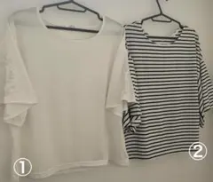 ハニーズ　フリル袖Tシャツ　袖刺繍入り&ボーダー柄プルオーバー　Ｍ　2枚