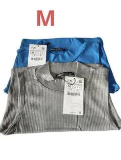 レディース青とグレー色ハイネックタンクトップ Mサイズ2点セット