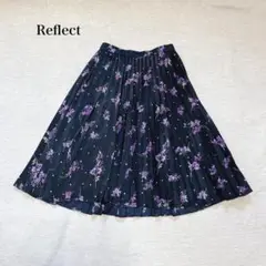 リフレクト　プリーツフレアスカート(9)花柄　ウエストゴム　上品　大人可愛い