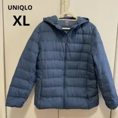 【美品】UNIQLO ウルトラライトダウンシームレスパーカ ブルー XL