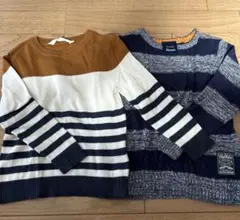 長袖カットソー 110cm 茶色 ネイビー