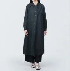 無印良品　リネン洗いざらし長袖シャツワンピース