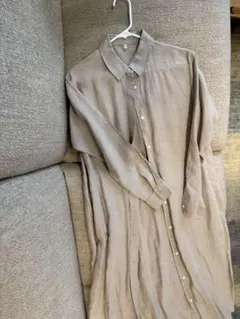 無印　ベージュシャツワンピース　M