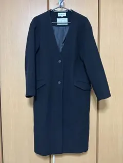 グローバルワーク　ロングコート　黒　V シンプルのサムネイル