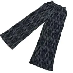 プリーツワイドパンツ ストライプ柄 ガウチョパンツ イージーパンツ Dazy