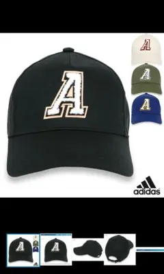 【美品】adidas 刺繍Aロゴ ブラックキャップ ゴルフキャップ