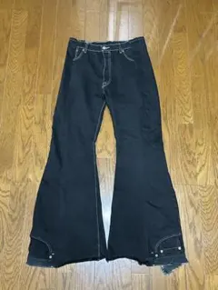 ブラックブーツカットデニム swag リメイクパンツフレア - メルカリ