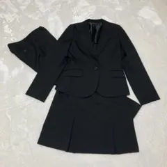 【3点セット】美品✨洗濯機で洗えるスーツ　黒　ジャケット　スカート　パンツ　7号