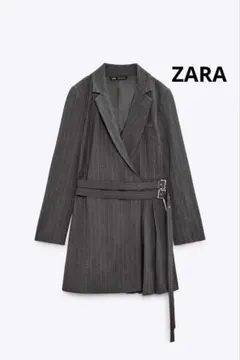 ZARA ミニワンピース　ブレザージャケット　グレーストライプ　Sサイズ