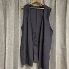 ロング丈 ベスト ジレ ダークグレーのサムネイル