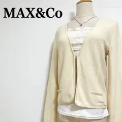 【マックス&コー】１つフックボタンVネックシンプルデザイン薄手ニットカーディガン
