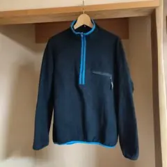 patagonia フリース ハーフジップ ブラック/ブルー　USA製　Ｌサイズ