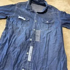 デニムシャツ ボタンアップ 2ポケット　半袖