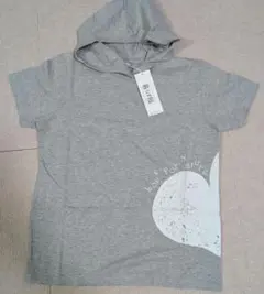 新品 ベルメゾン 暮らす服 フード付き 半袖Tシャツ グレー M　千趣会