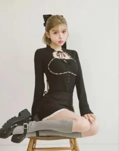 Darich フロントオープンリブニットトップス