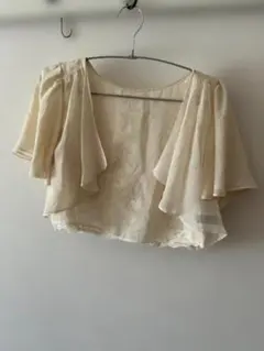 結婚式 ボレロ シフォン フリル ベージュ パーティー ドレス 羽織り