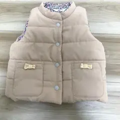 SIMPLE ダウンベスト 80 ピンクベージュ 裏花柄