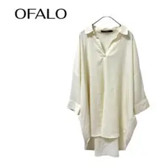 OFALO 長袖シャツ　丈長め　Vネック　ビジネスオフィス　透け感シア　しまむら
