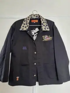 Left aloneとDickiesのコラボジャケット　アート刺繍付き黒